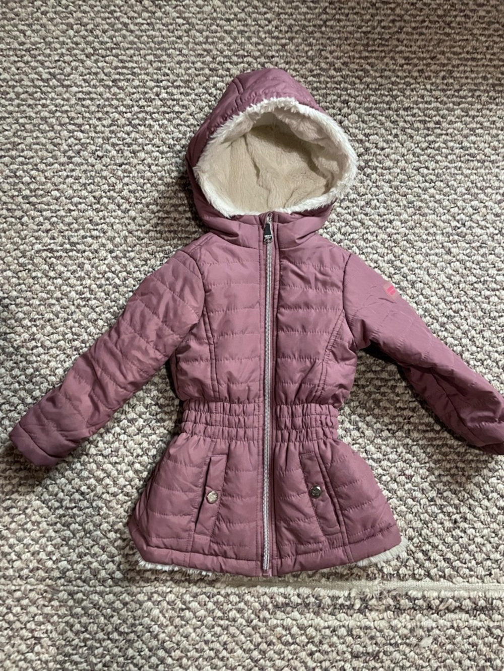 2T Mauve Quilted Girls Hooded Winter Coat